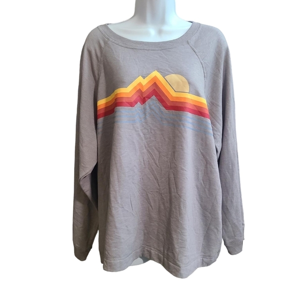 Joyspun Tops - JOYSPUN gray sweatshirt retro print 2X